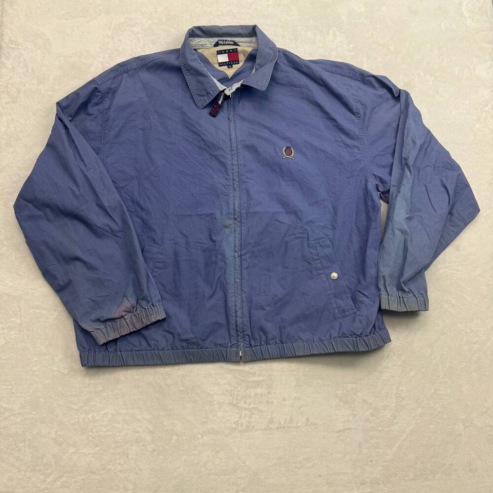 Tommy Hilfiger Men's Jacket Blue Size XXL Lightweight Windbreaker 90s Vintage